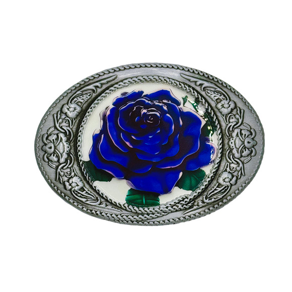 Blue Rose Belt Buckle - Picture 1 of 6